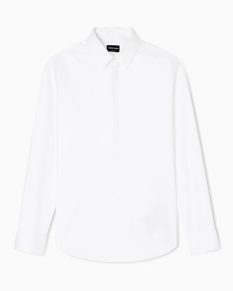 Giorgio Armani Baumwoll-Hemd aus Kavallerie-Twill Weiß
