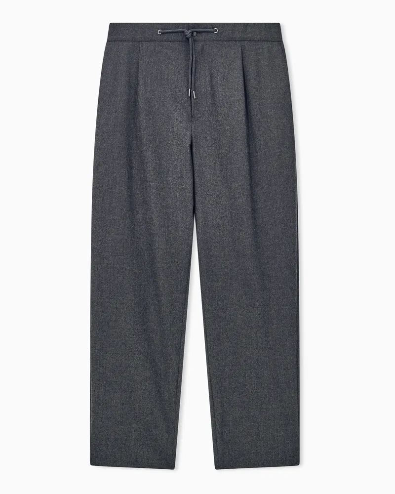 Giorgio Armani Hose der Kaschmir-Kollektion mit Bundfalten und Kordelzug Grau