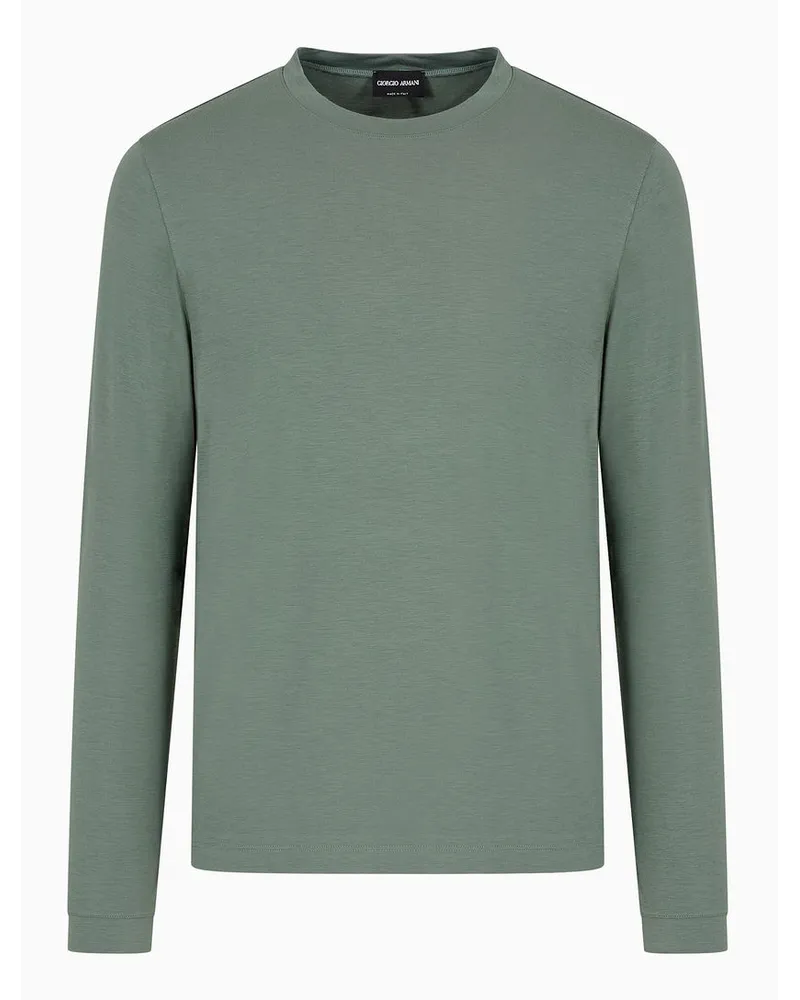 Giorgio Armani Pullover mit Rundhalsausschnitt und Langen Ärmeln Aus Viskosejersey mit Stretchanteil Verde