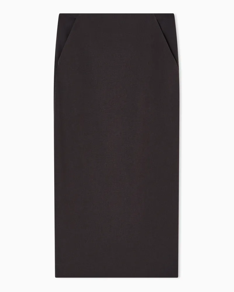 Giorgio Armani Midirock aus elastischem Woll-Crêpe Braun