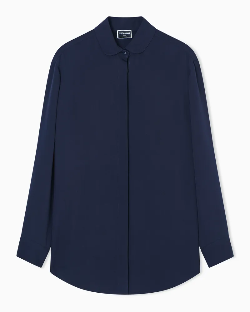 Giorgio Armani Hemd aus dreilagigem Seidengeorgette Blau