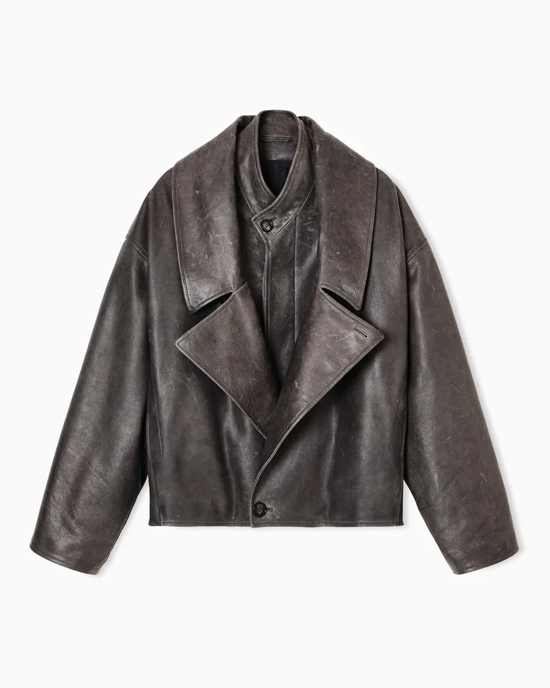 Giorgio Armani Vintage-Blouson aus Kalbs-Nappa Grau
