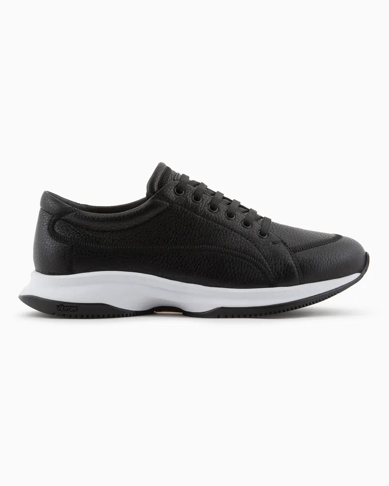 Giorgio Armani Sneaker aus Hirschleder und Leder Schwarz