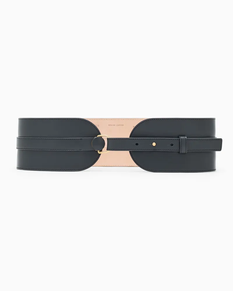 Giorgio Armani Gürtel aus glänzendem Leder mit überlappendem Design Grau