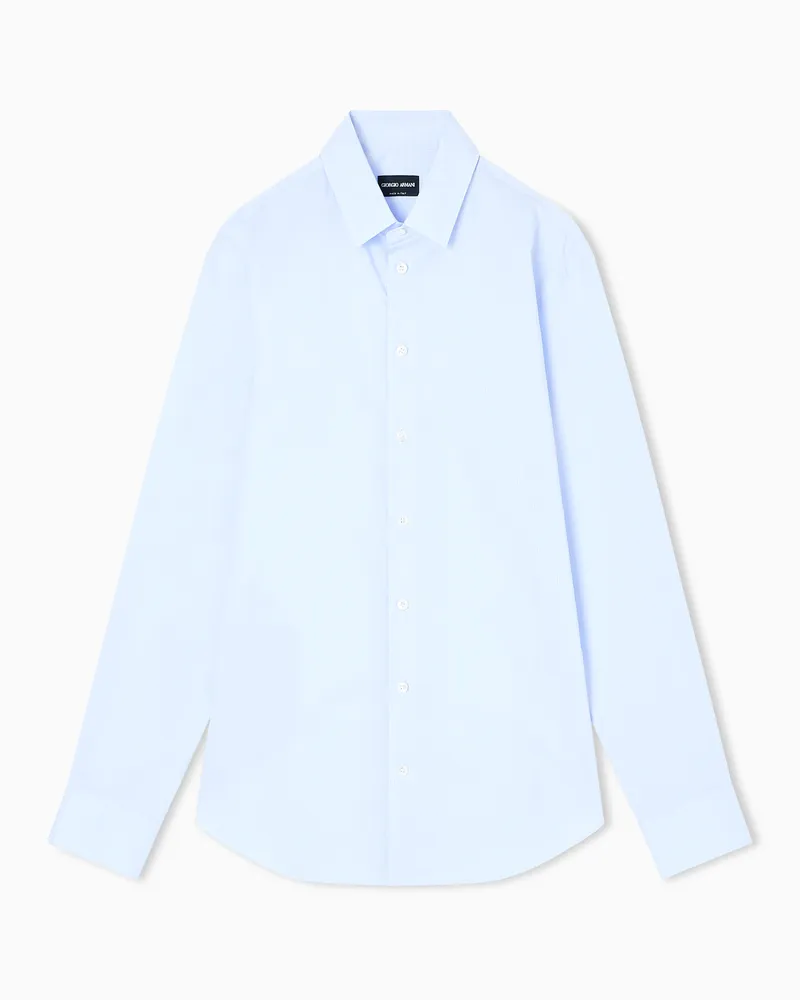 Giorgio Armani Slim-Fit-Hemd aus einer elastischen Jersey-Baumwoll-Mischung mit Streifenmuster Weiß