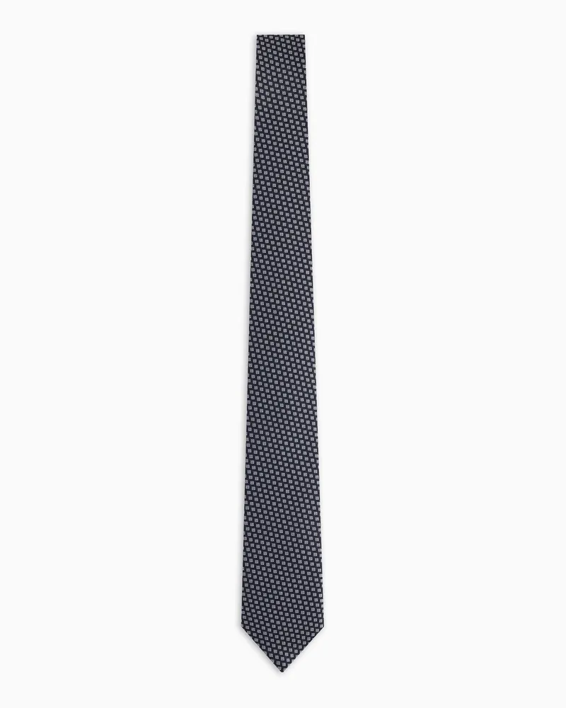 Giorgio Armani Krawatte aus reinem Seiden-Jacquard mit geometrischem Muster Schwarz