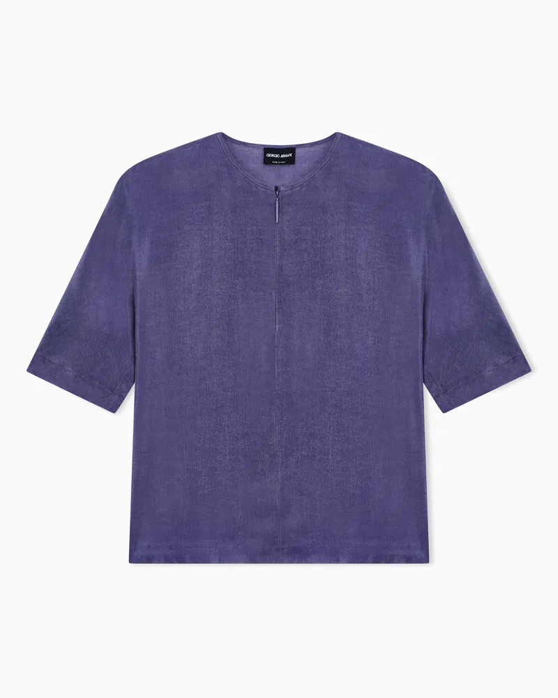 Giorgio Armani Short-sleeved shirt in cupro ASV Violett