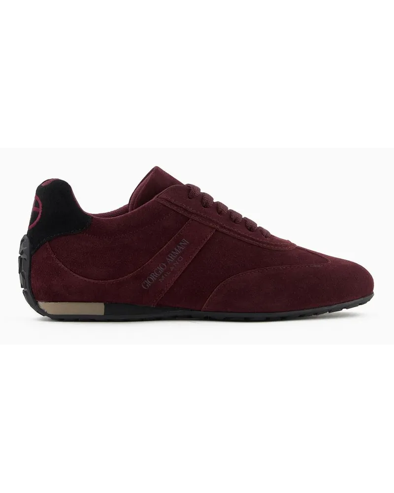 Giorgio Armani Sneaker Aus Veloursleder Bordeaux