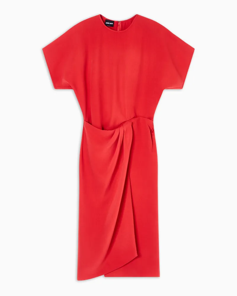 Giorgio Armani Midikleid aus gewaschenem Seidencrêpe Rot