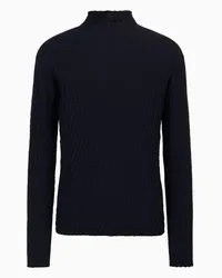 Giorgio Armani Rollkragenpullover Aus Schurwoll-jacquard Nachtblau