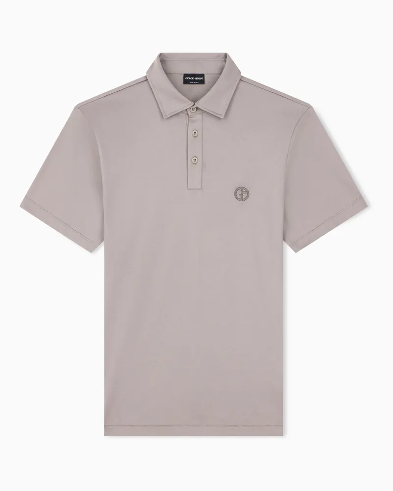 Giorgio Armani Baumwoll-interlock Poloshirt mit gesticktem Logo Essential Beige