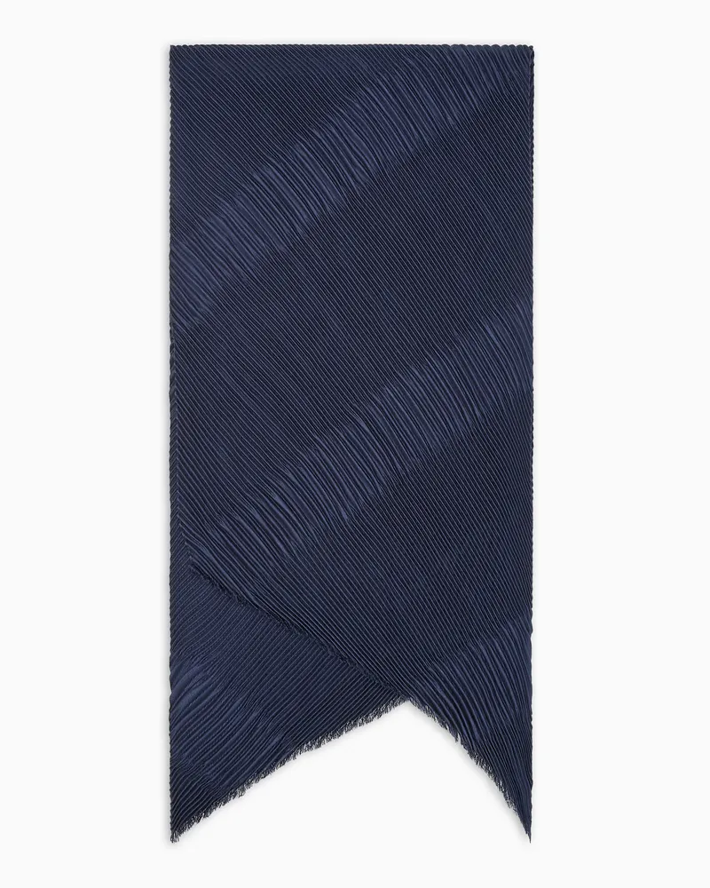 Giorgio Armani Schal aus Seide mit Plissierung Blau