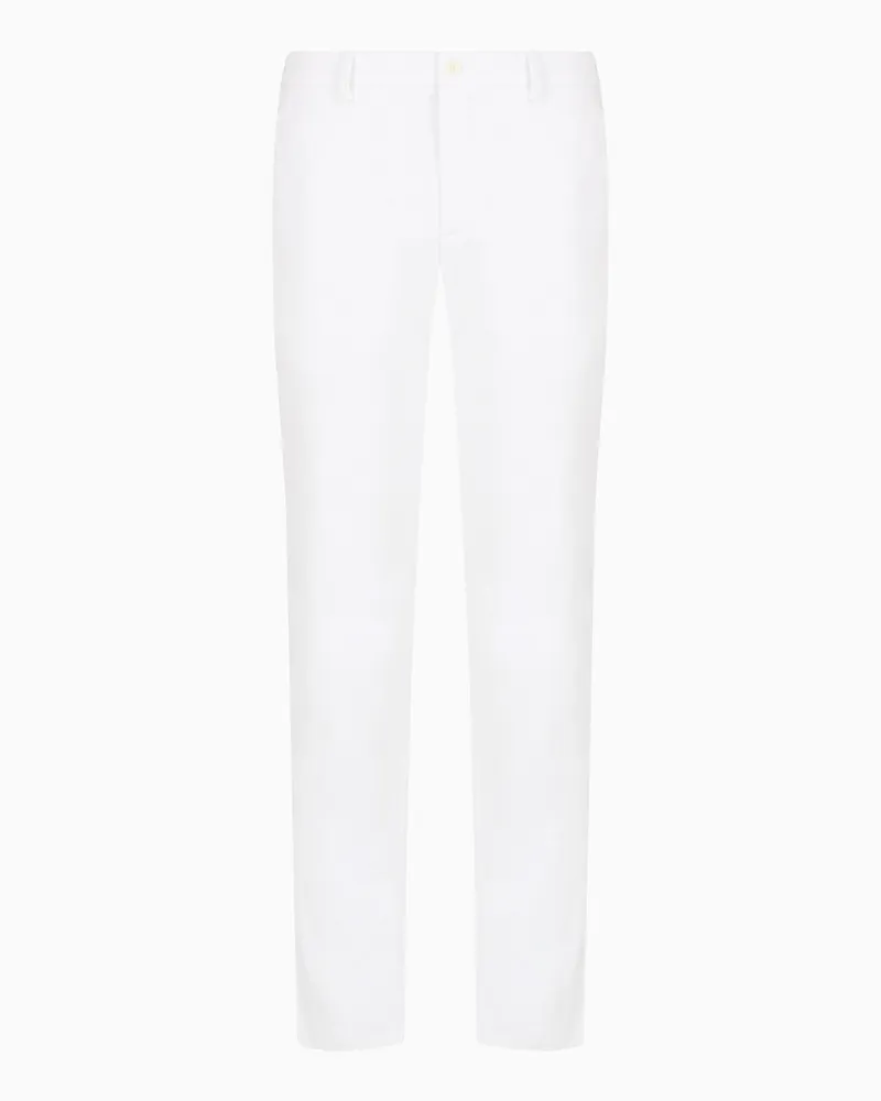 Giorgio Armani Flatfront-Hose aus Baumwollstretch-Gabardine Weiß