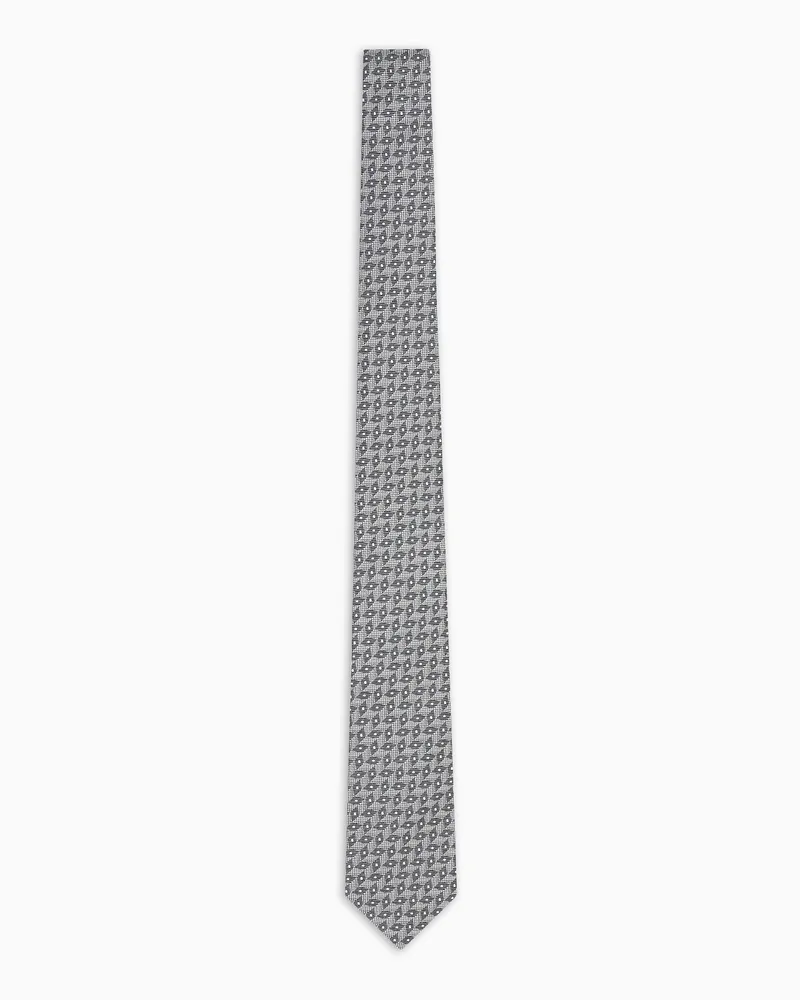 Giorgio Armani Krawatte aus Seiden-Jacquard mit Fischgratmuster Beige