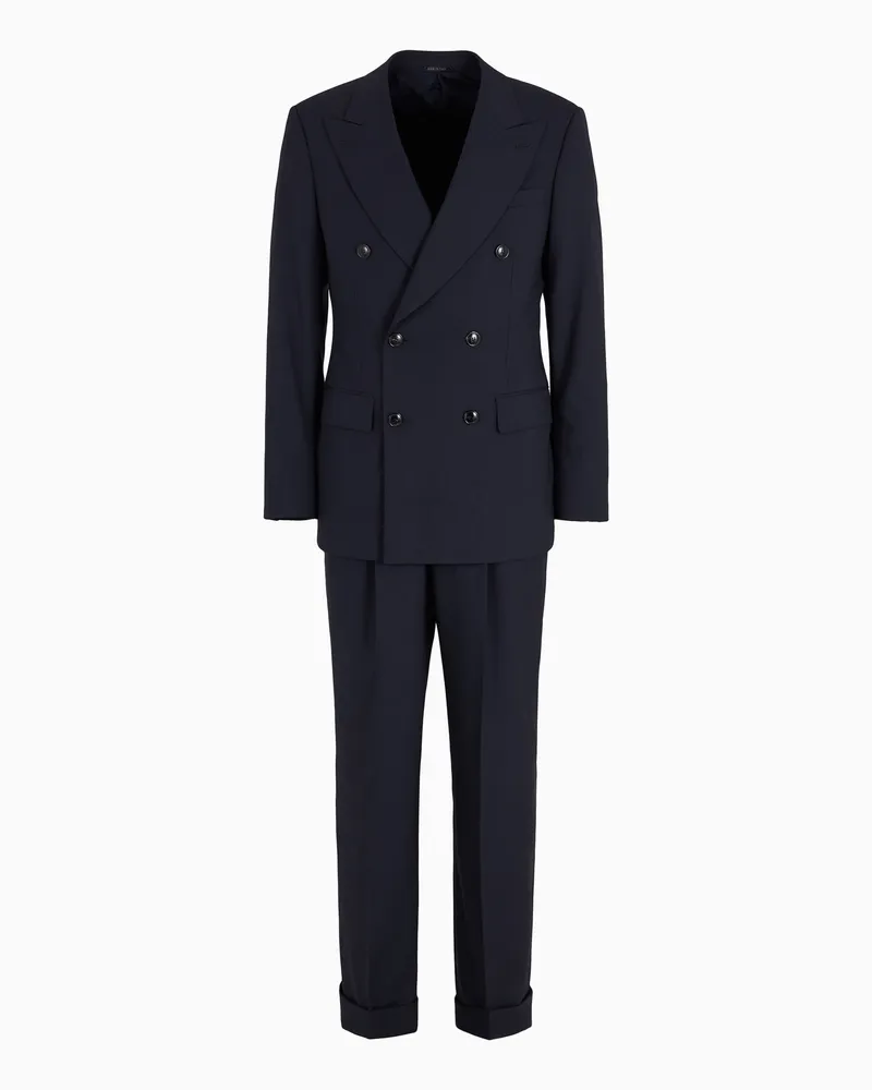 Giorgio Armani Doppelreihiger Anzug aus Schurwolle aus der Royal-Linie Blau