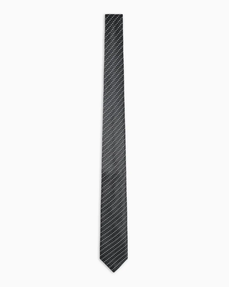 Giorgio Armani Krawatte aus Seiden-Jacquard mit Fischgratmuster Grau