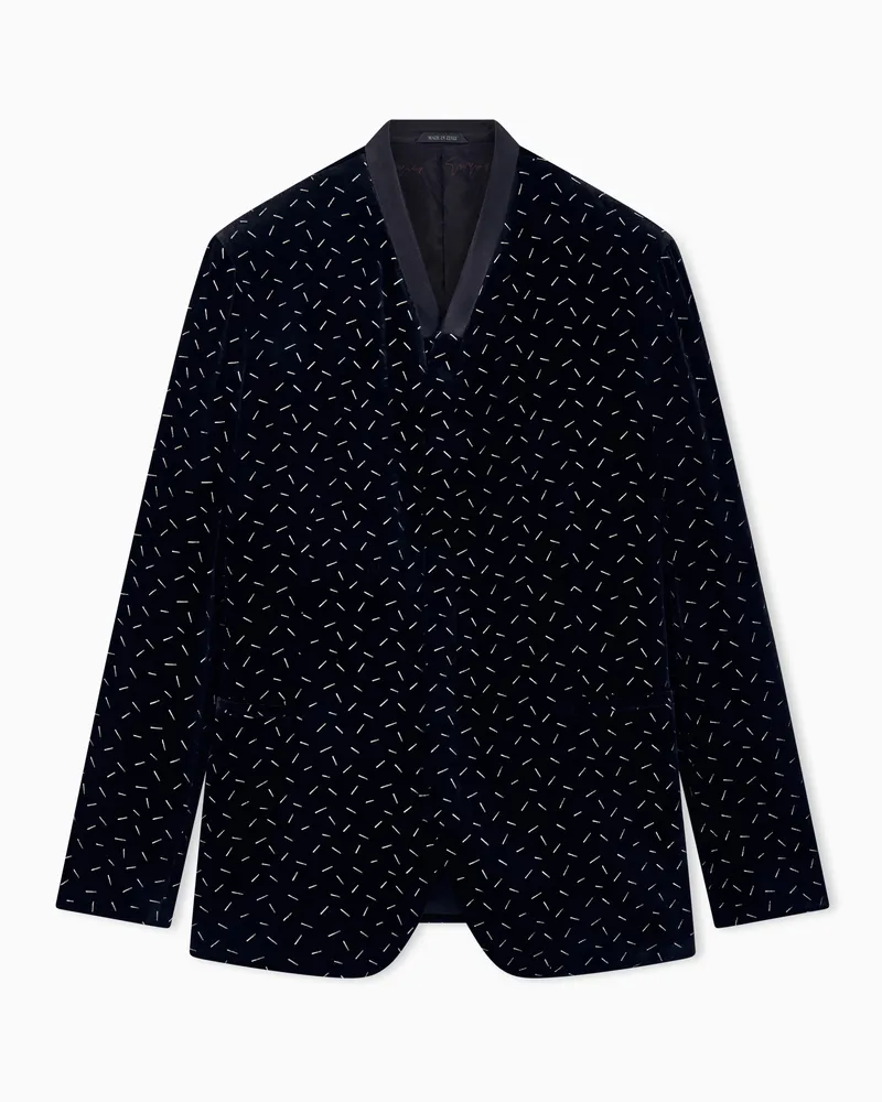 Giorgio Armani Samtblazer Giorgio's mit Satinschalkragen und Strichmuster Schwarz
