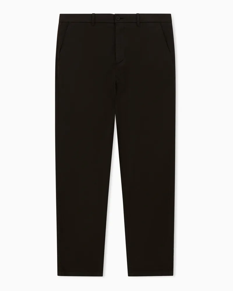 Giorgio Armani Flatfront-Hose aus Baumwollstretch-Gabardine Schwarz