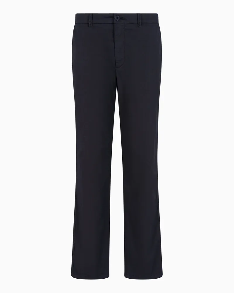 Giorgio Armani Flatfront-Hose aus Baumwollstretch-Gabardine Schwarz
