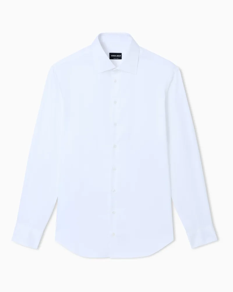 Giorgio Armani Klassisches Hemd aus Baumwolltwill Weiß
