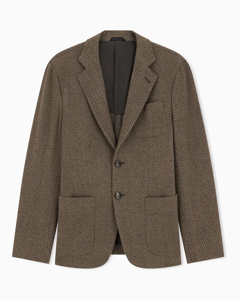 Giorgio Armani Einreihiges Schurwollsakko mit Chevron-Muster Upton Braun