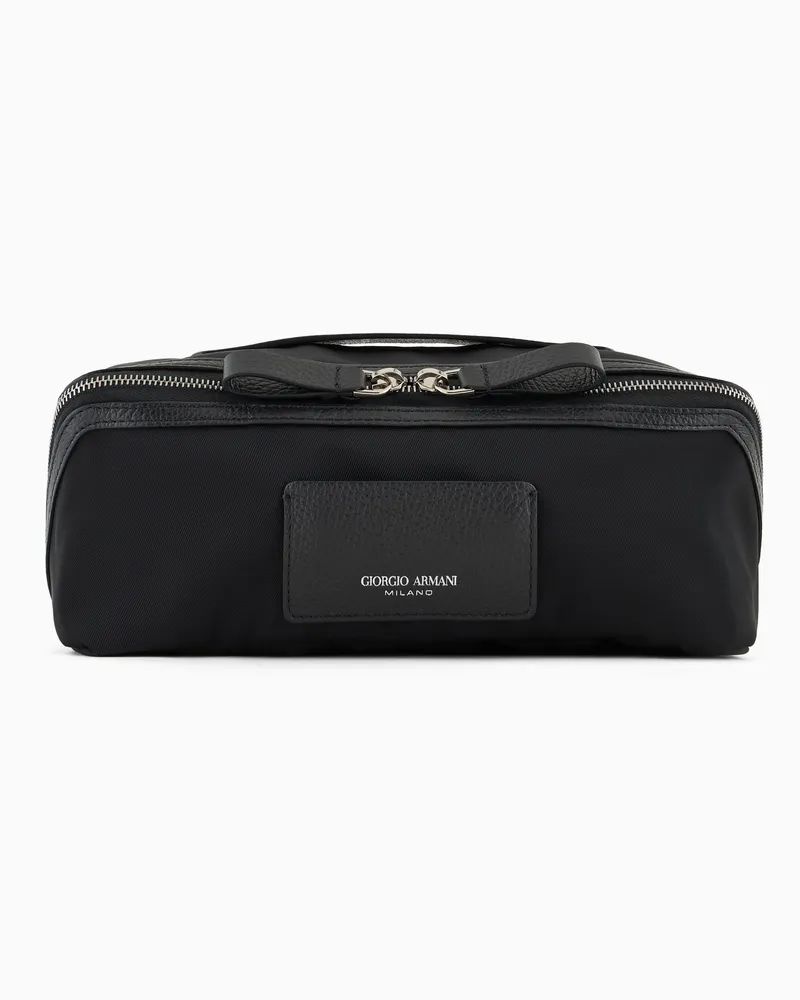Giorgio Armani Beauty Case aus Nylon und Leder Schwarz