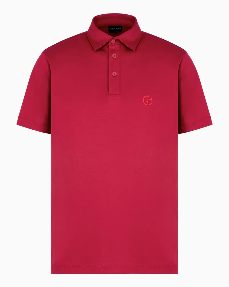Giorgio Armani Poloshirt aus Baumwoll-Interlock mit Logostickerei Rot