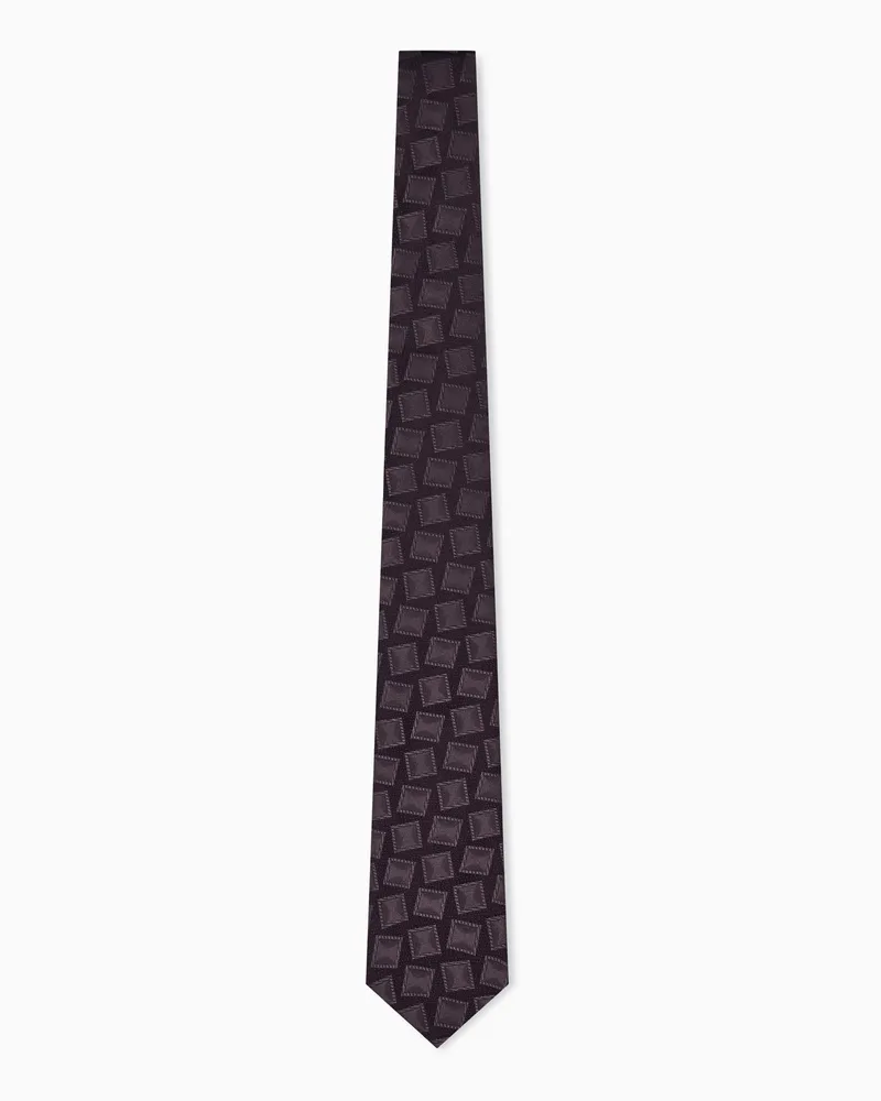 Giorgio Armani Krawatte gewebt aus Seide mit geometrischem Muster Braun