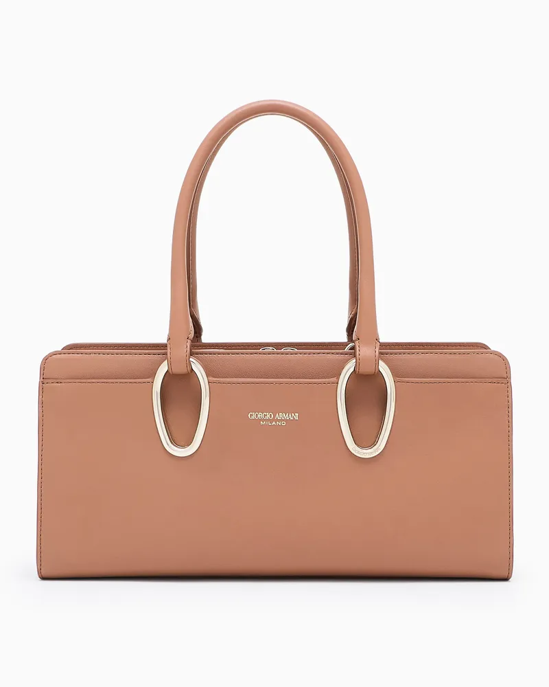 Giorgio Armani Mittelgroße Henkeltasche aus Leder Braun