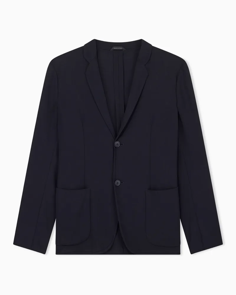Giorgio Armani Einreihiges Sakko aus Wollkrepp Marineblau