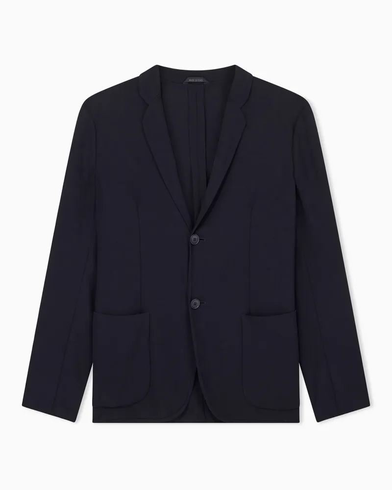 Giorgio Armani Einreihiges Sakko aus Wollkrepp Marineblau