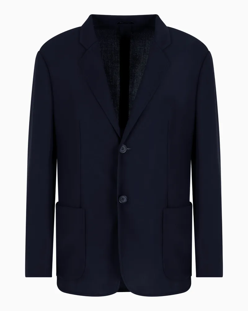 Giorgio Armani Einreihiges Sakko aus Wollkrepp Marineblau