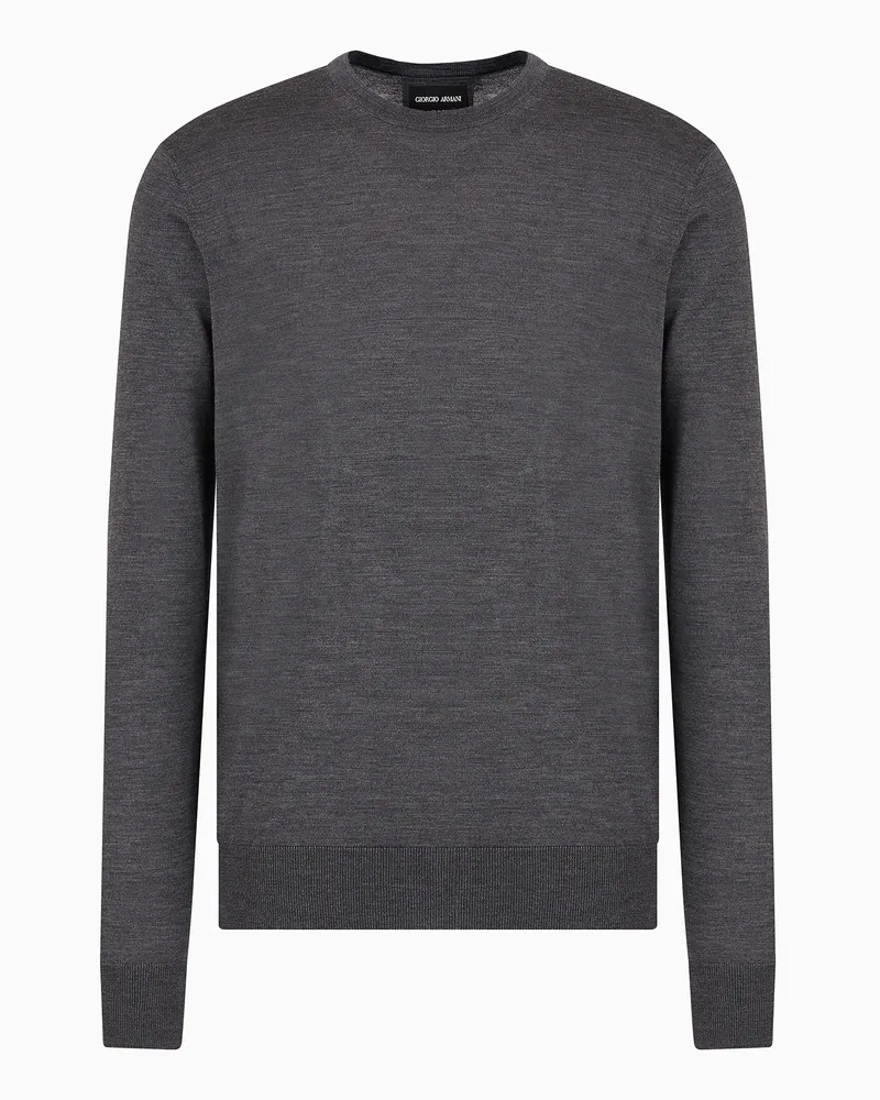 Giorgio Armani Pullover mit Rundhalsausschnitt aus Schurwolle Grau