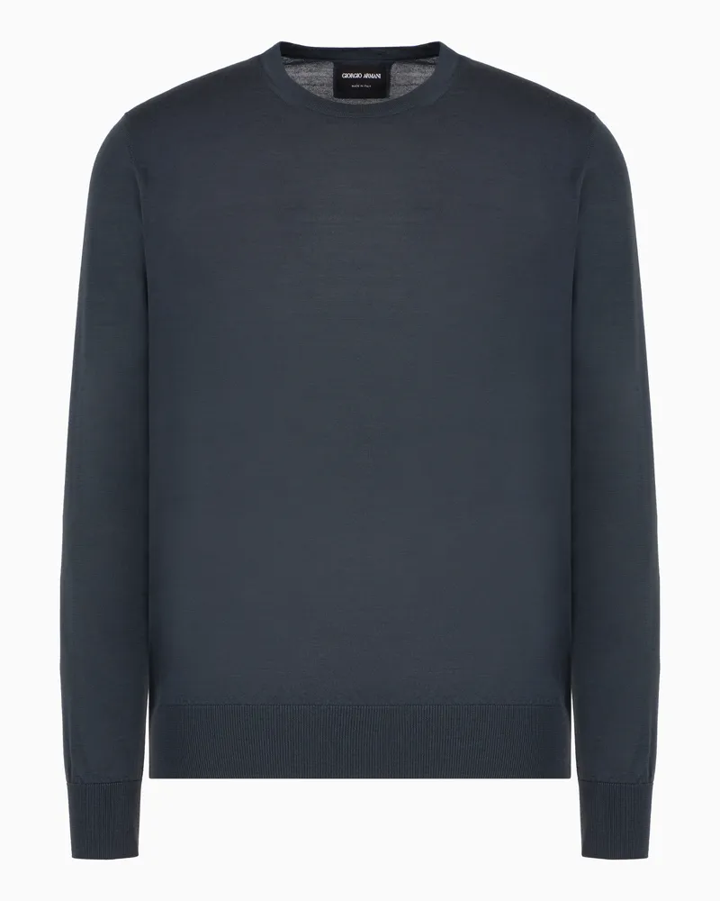 Giorgio Armani Pullover mit Rundhalsausschnitt aus Schurwolle Grau