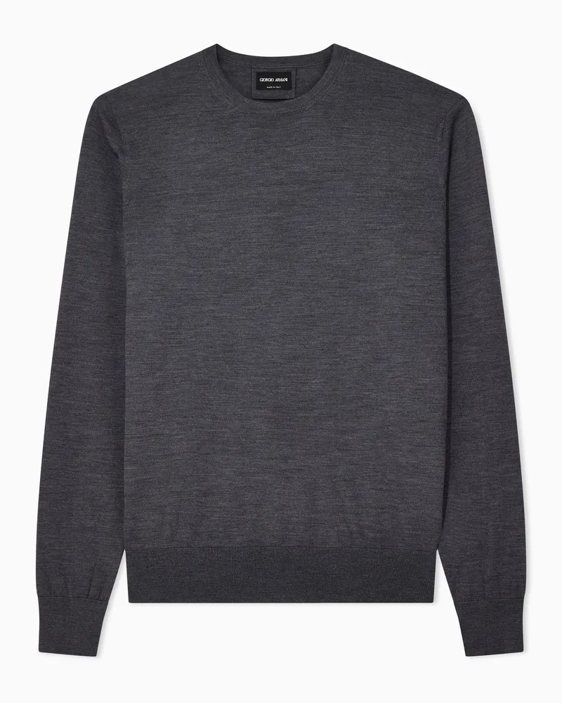 Giorgio Armani Pullover aus Schurwolle mit Rundhalsausschnitt Essential Grau