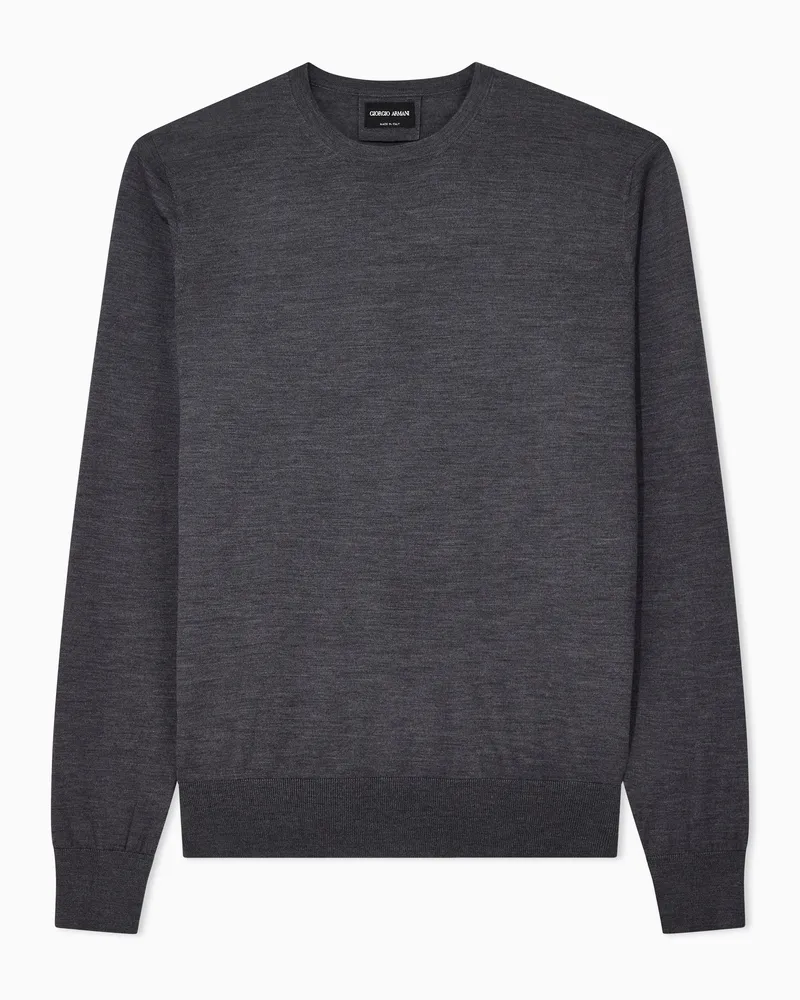 Giorgio Armani Pullover mit Rundhalsausschnitt aus Schurwolle Grau