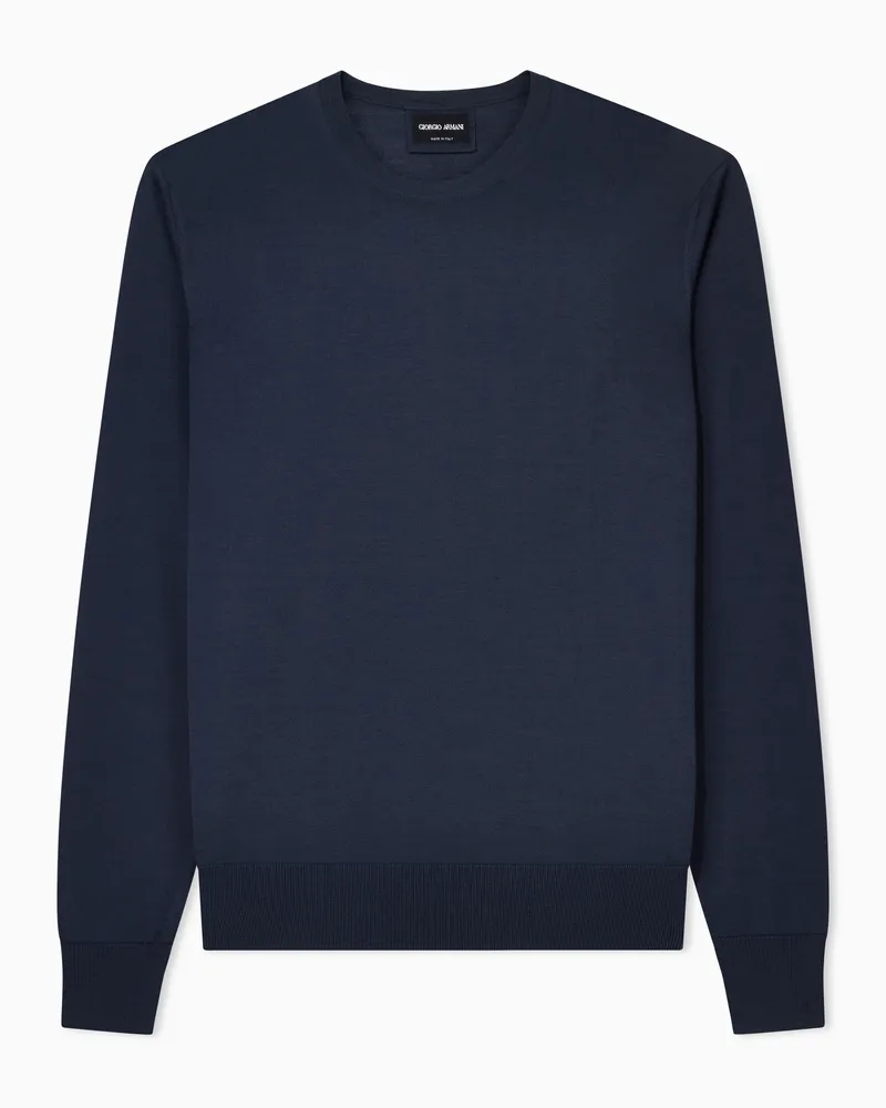 Giorgio Armani Pullover aus Schurwolle mit Rundhalsausschnitt Essential Grau