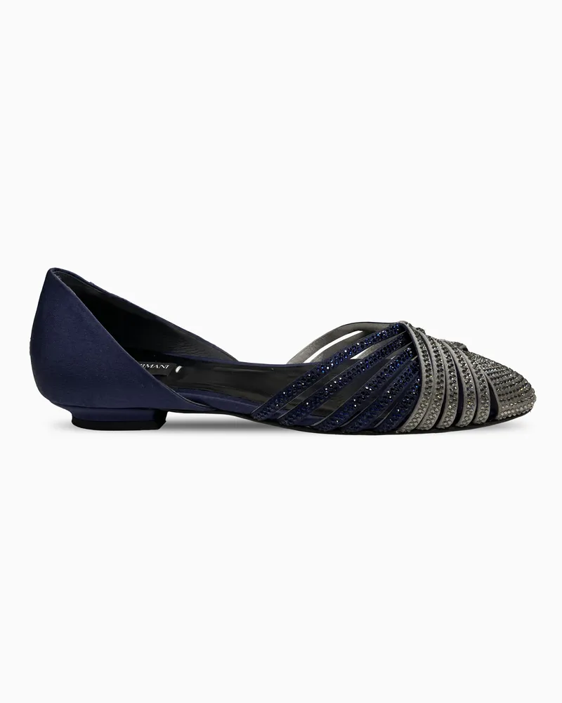 Giorgio Armani Ballerinas aus Satin und Strass Blau
