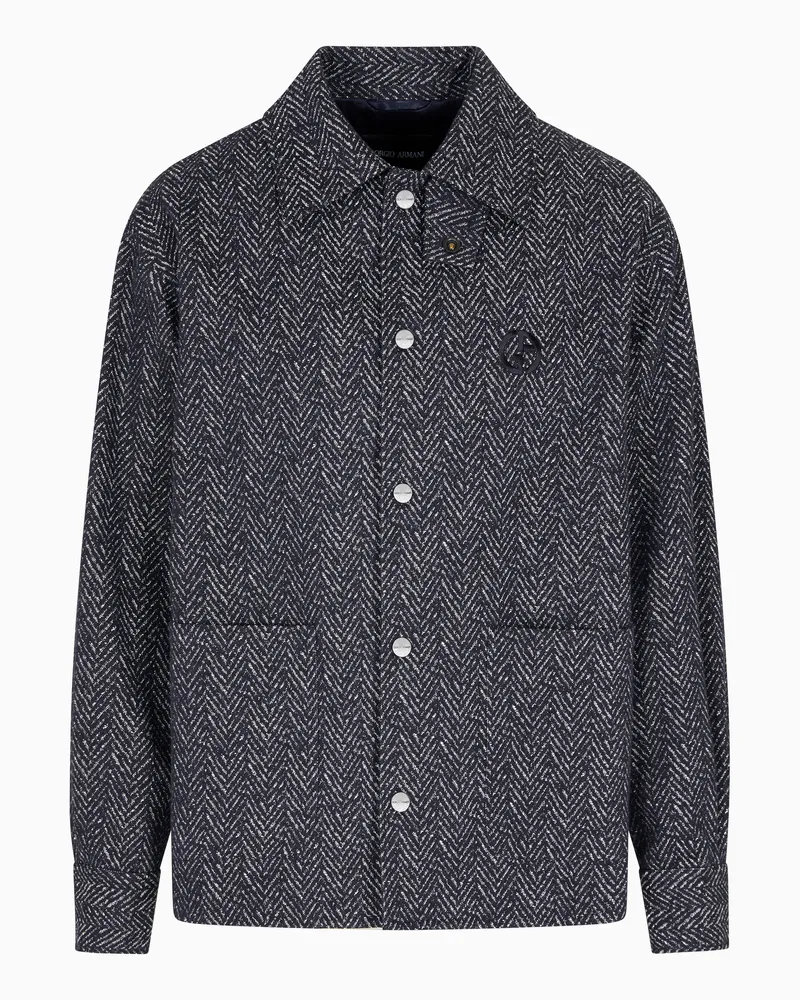 Giorgio Armani Hemd-Jacke aus Denim-Jacquard-Stoff aus der Denim Collection Blau