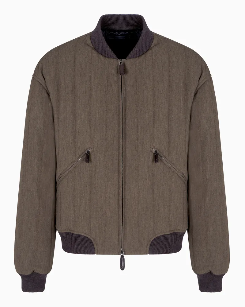 Giorgio Armani Viscose-Wool Bomber Jacket Grün