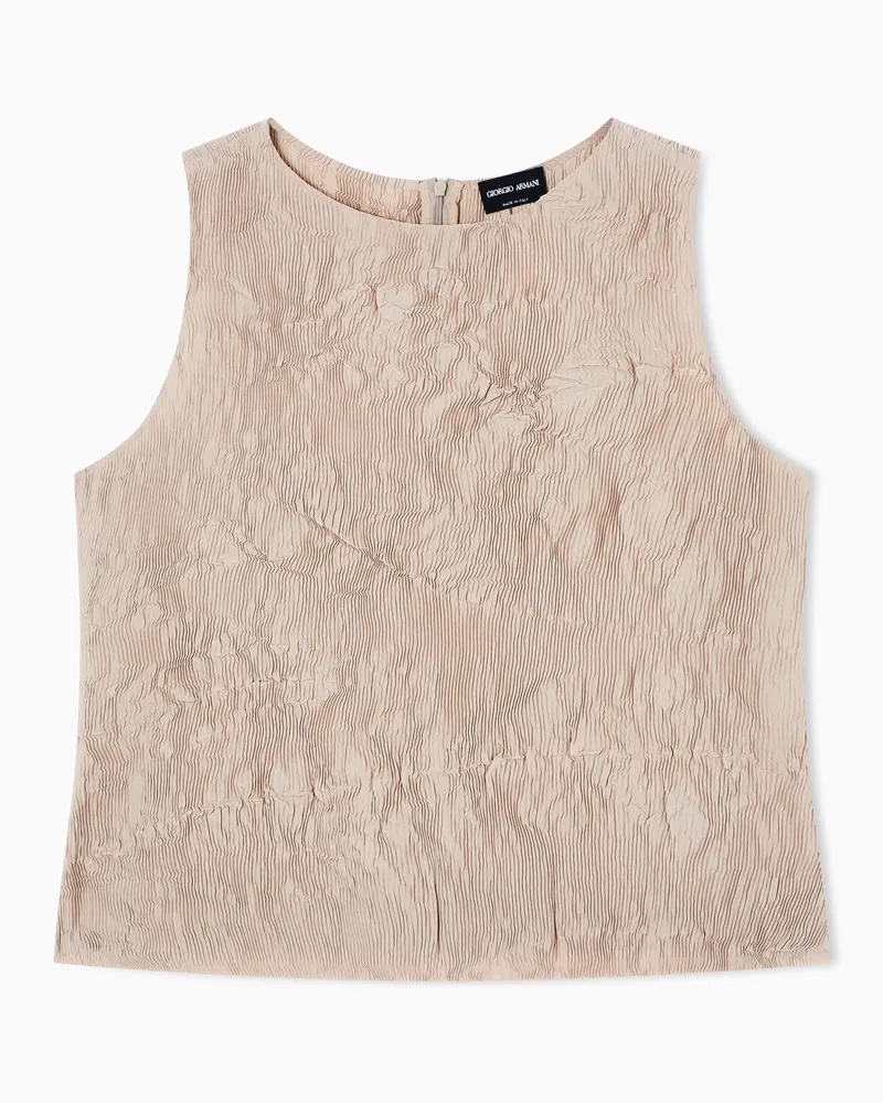 Giorgio Armani Top aus Mikroplissee Beige