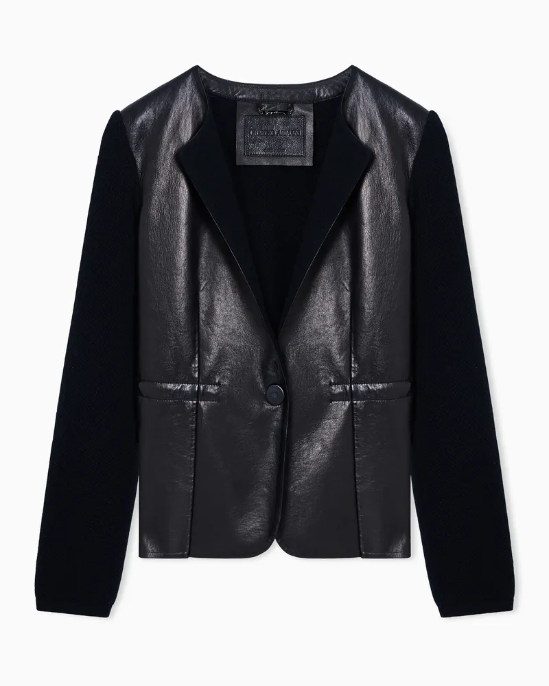 Giorgio Armani Einreihiges Sakko aus Nappa und Kaschmir Schwarz