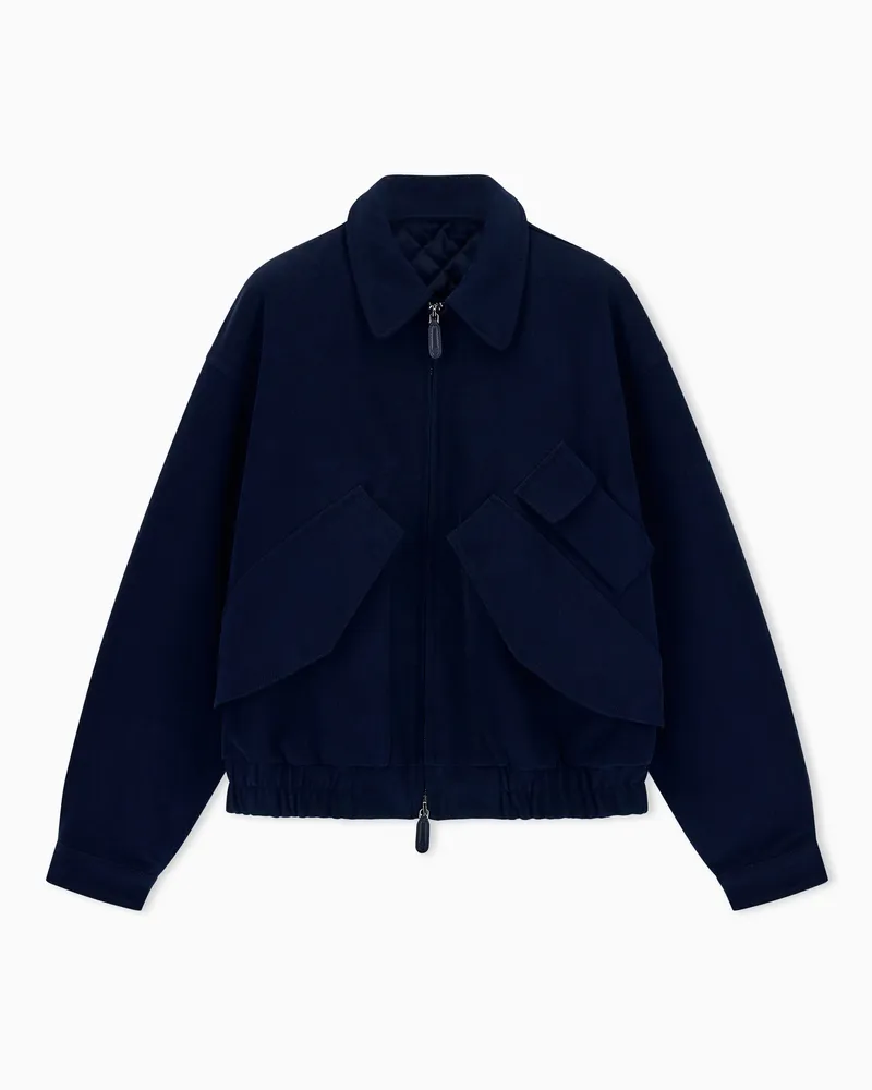 Giorgio Armani Blouson aus Baumwolltwill mit Steppfutter und Pattentaschen Blau