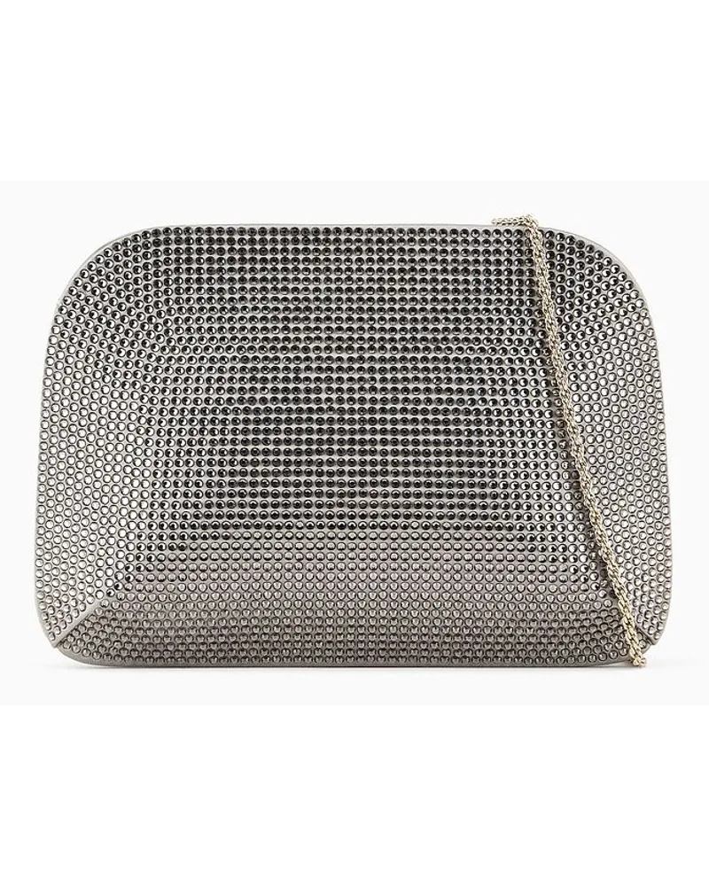 Giorgio Armani Clutch La Prima Aus Satin und Strass Silber