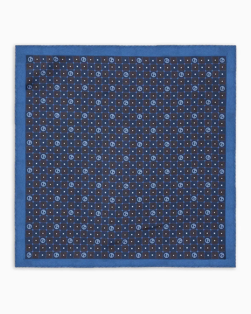 Giorgio Armani Einstecktuch aus bedruckter Seide Blau