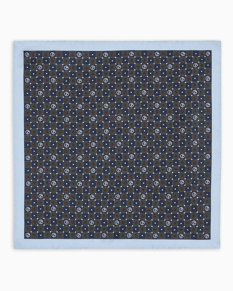 Giorgio Armani Einstecktuch aus bedruckter Seide Blau