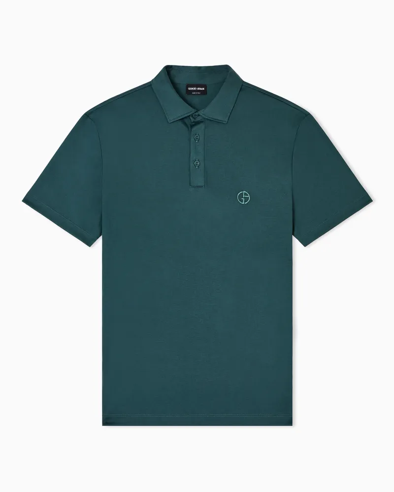 Giorgio Armani Poloshirt aus Baumwoll-Interlock mit Logostickerei Grün