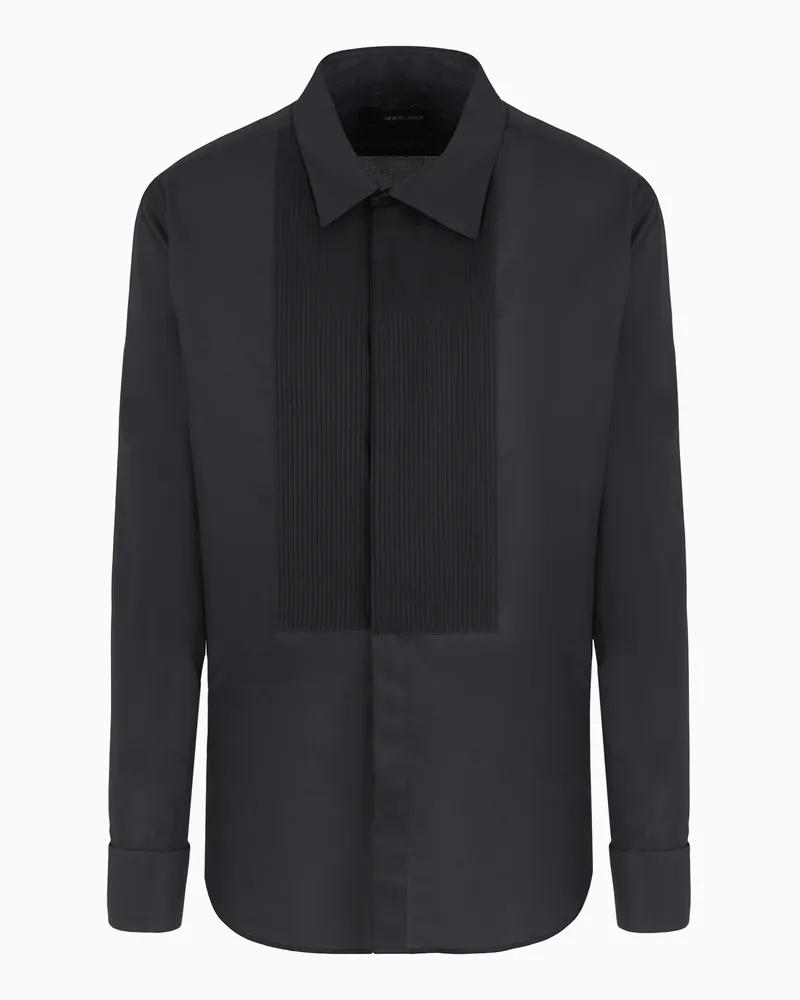 Giorgio Armani Smokinghemd mit plissiertem Detail Schwarz