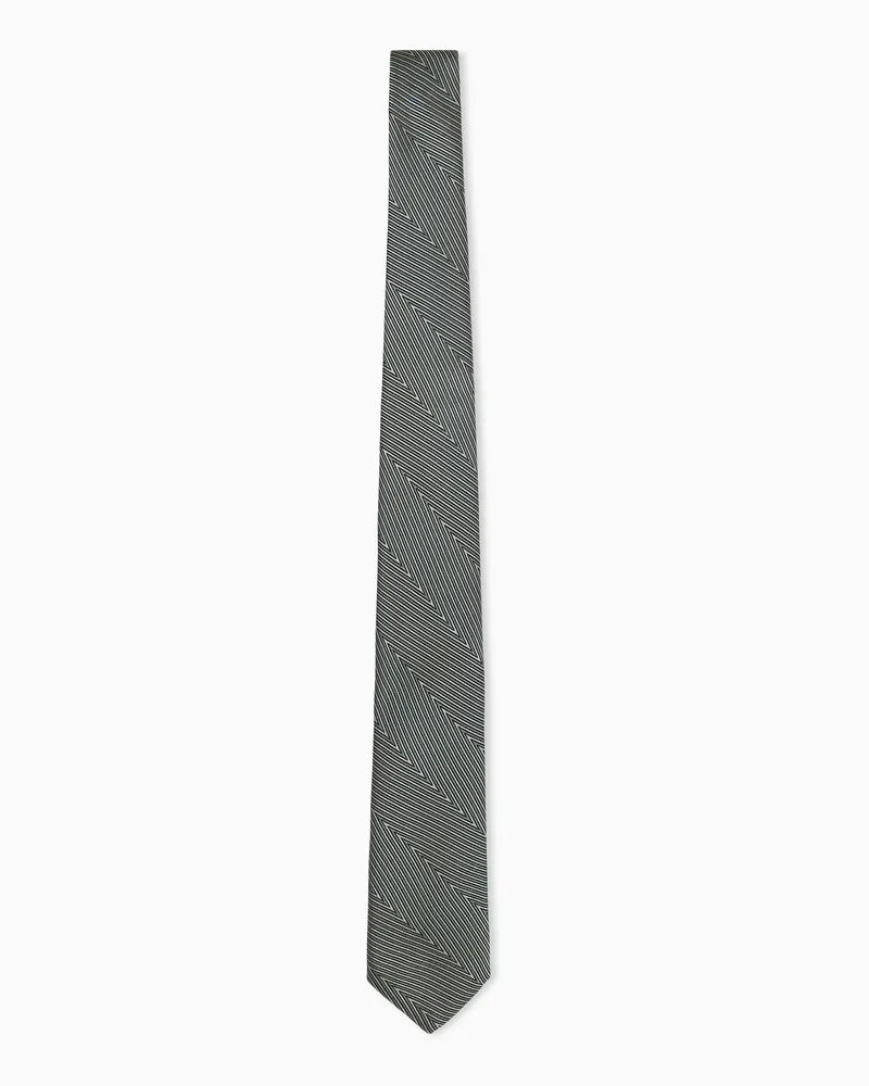 Giorgio Armani Krawatte aus Seide mit einem geometrischen Zickzack-Muster Grün