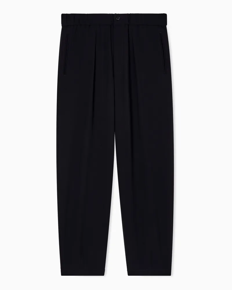 Giorgio Armani Hose mit einer Bundfalte aus reinem Schurwoll-Krepp Blau